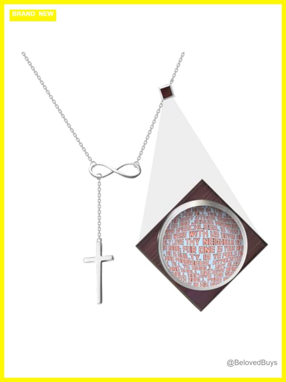 925 Sterling Silver Infinity Cross Necklace Nano Bible Christian Pendant 18"